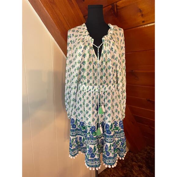 Playa Lucila Blue and Green Floral Mini Dress Revolve sz XL - Picture 1 of 10